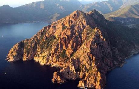 The natural reserve of Scandola on the island. Corsica has been part of France since 1769.
